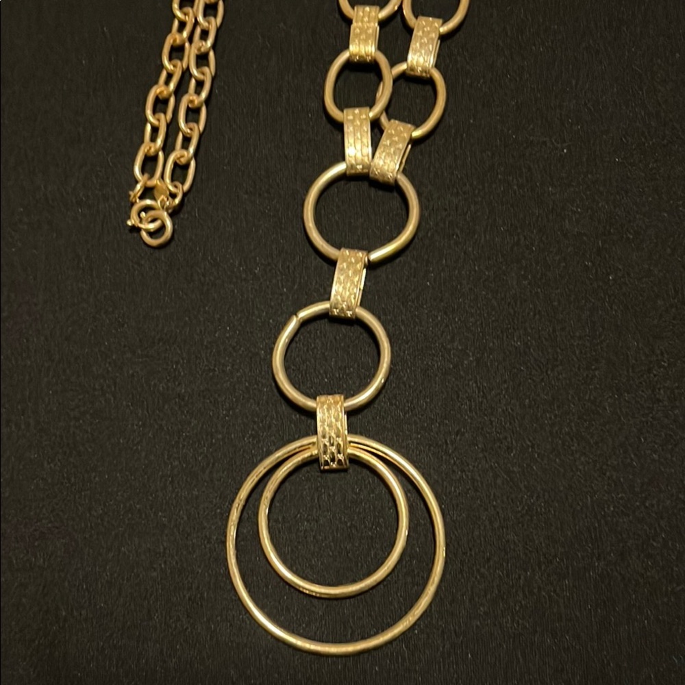 Vintage Emmons Long Minimalist Gold Necklace with Geometric Pendants